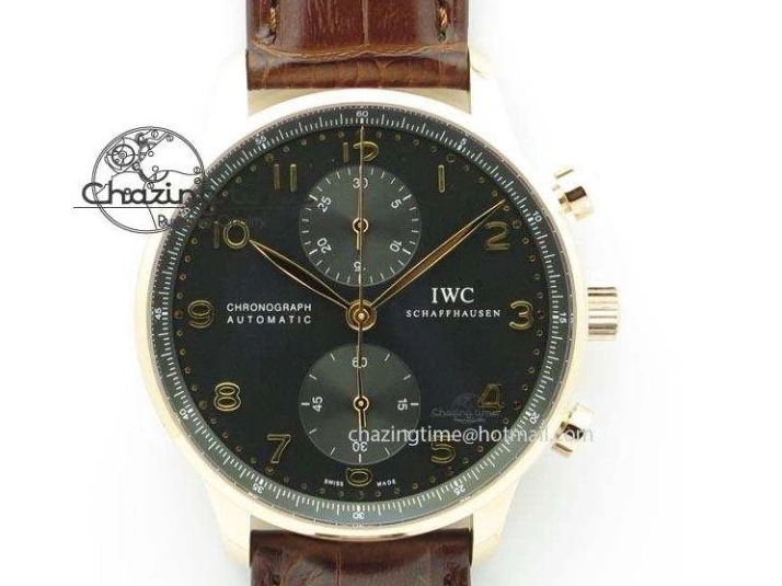 MIROTIME 0223 Portuguese Tourbillon IW504602 RG ZF Best Edition White Dial on Brown Leather Strap Stretchable 7178